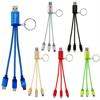CPP-4486 - Metallic 3-in 1 Keychain Cable with Type C USB