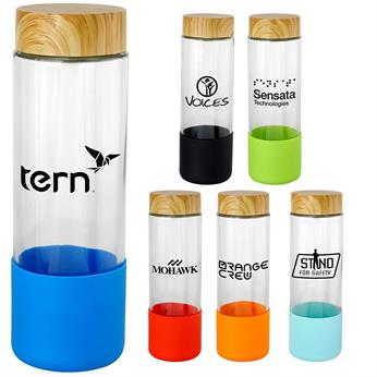 CPP-5330 - Bamboo 22 oz. Glass Grip Bottle