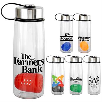 CPP-5346 - Metal Lanyard Lid 25 oz. Clear Contour Bottle with Floating Infuser