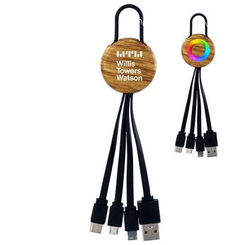 CPP-5501 - Wood Grain Clip 3 in 1 Charging Cable