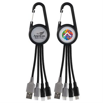 CPP-6627 - Light Up Dual Input 3-in-1 Carabiner Charging Cable