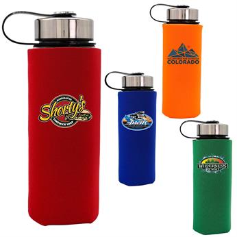 CPP-6841 - Metal Lanyard Lid 22 oz. Glass Sleeve Bottle