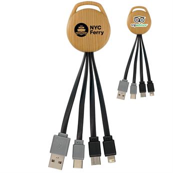 CPP-6868 - Bamboo Pattern Vivid Dual Input 3-in-1 Charging Cable