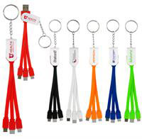 Swivel 3-In-1 Keychain Cable With Type C USB