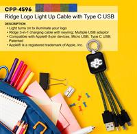 CPP-4596 - Ridge Logo Light Up Cable with Type C USB