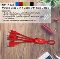 CPP-4622 - Metallic Loop 3-in-1 Cable with Type C USB