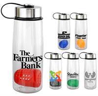 Metal Lanyard Lid 25 oz. Clear Contour Bottle with Floating Infuser