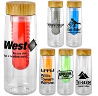 CPP-5351 - Bamboo 25 oz. Clear Contour Bottle with Fruit Infuser