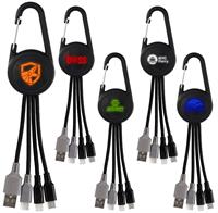 CPP-6632 - Color Light Up Dual Input 3-in-1 Carabiner Charging Cable