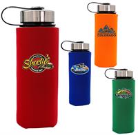 CPP-6841 - Metal Lanyard Lid 22 oz. Glass Sleeve Bottle