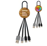 CPP-6866 - Wood Grain Clip Dual Input 3 in 1 Charging Cable