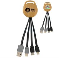 CPP-6868 - Bamboo Pattern Vivid Dual Input 3-in-1 Charging Cable