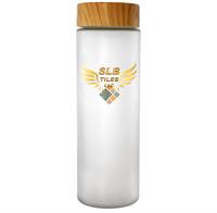 Full Color Bamboo Pattern 22 oz. Frosted Glass Bottle